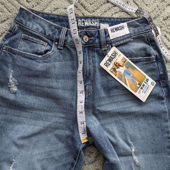 REWASH MOM jeans super high rise distressed raw hem size 28 G2 - Picture 11 of 11